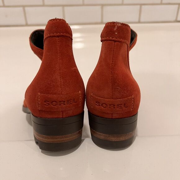 Sorel Boots Womens Size 9.5 Suede Red Lolla Cut Out Bootie 9.5 Waterproof NEW - Picture 7 of 9